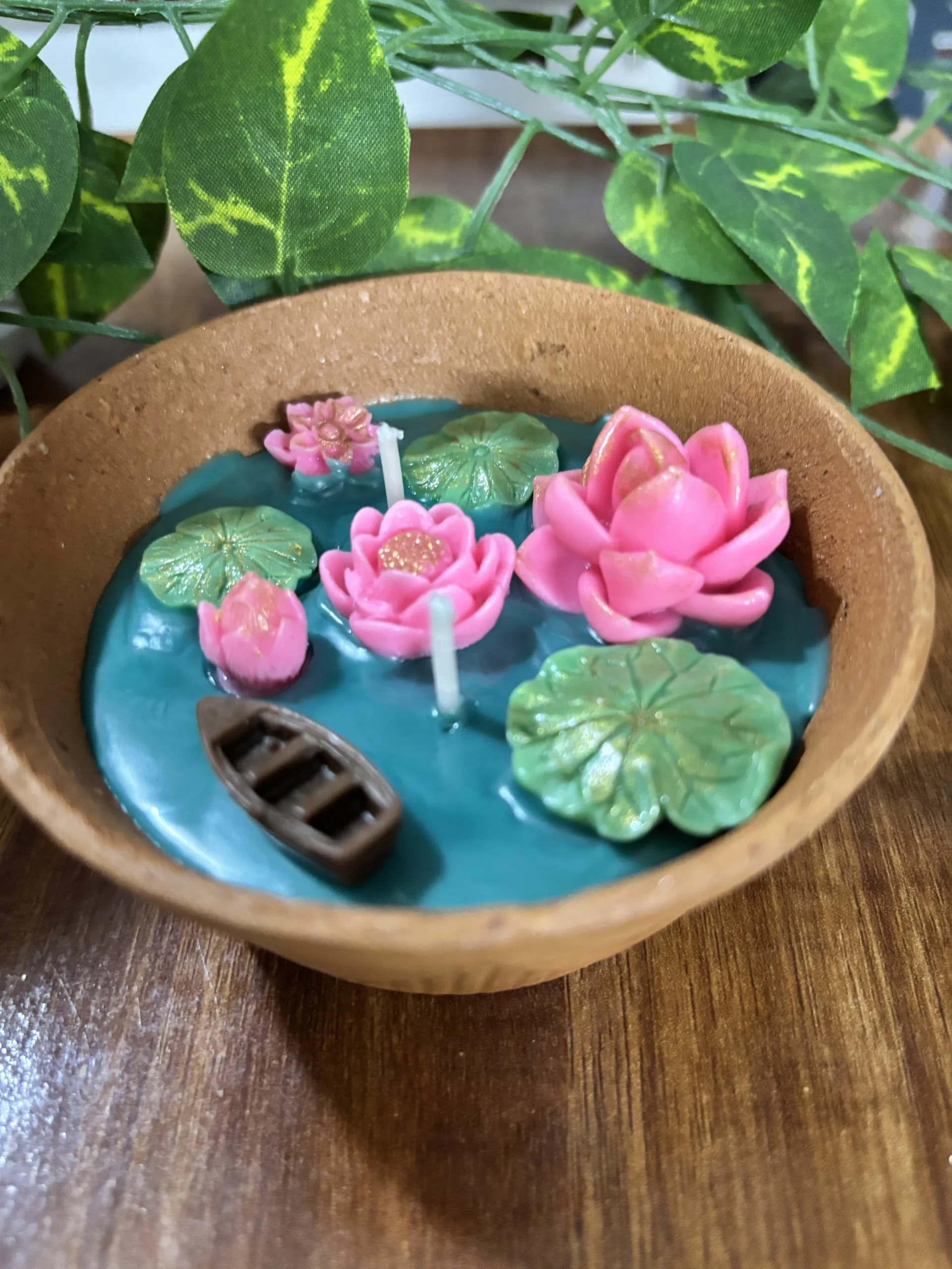 Lotus pond terracotta diya - Image 2