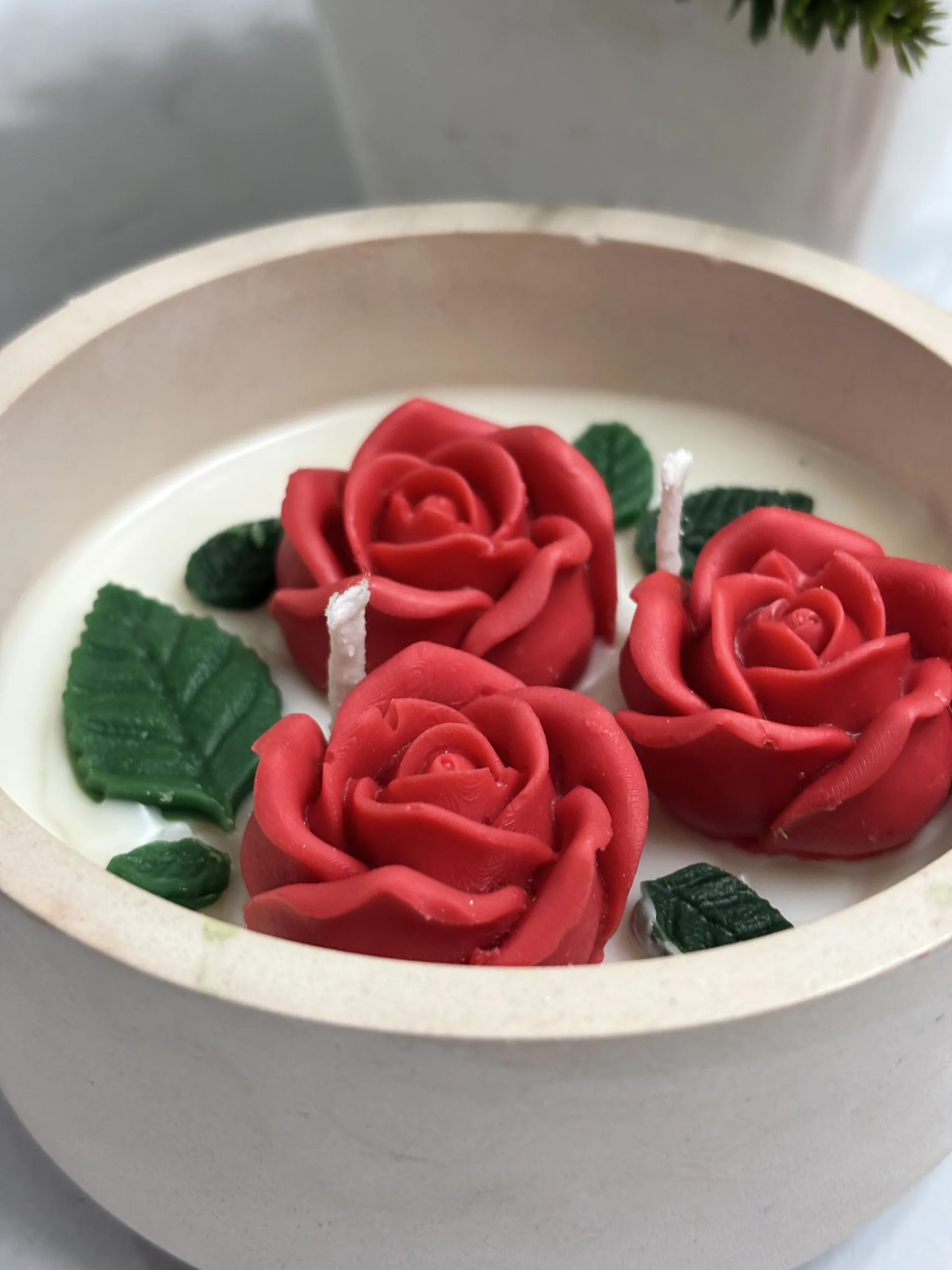 Red rose bowl candle - Image 2