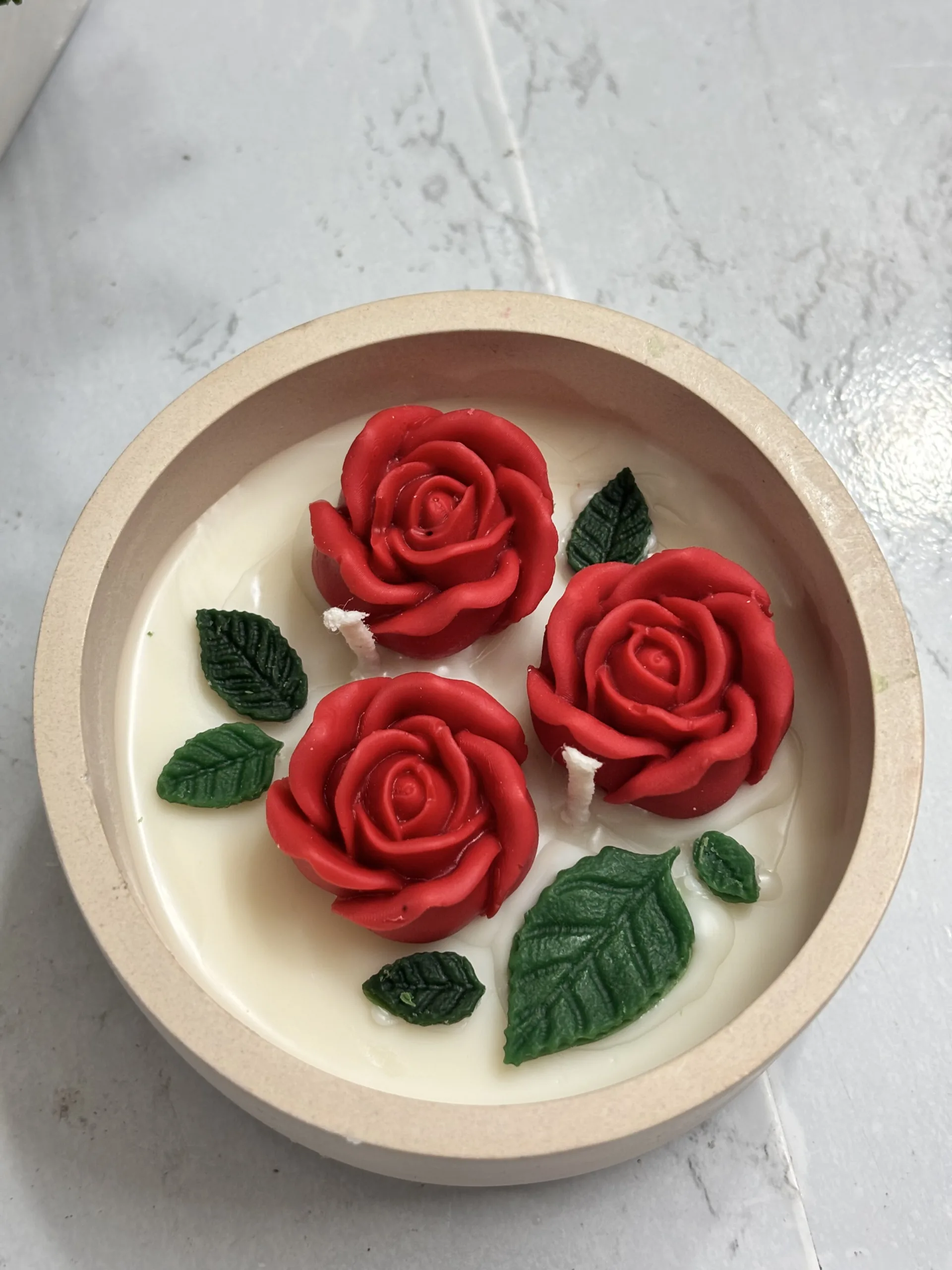 Red rose bowl candle - Image 3