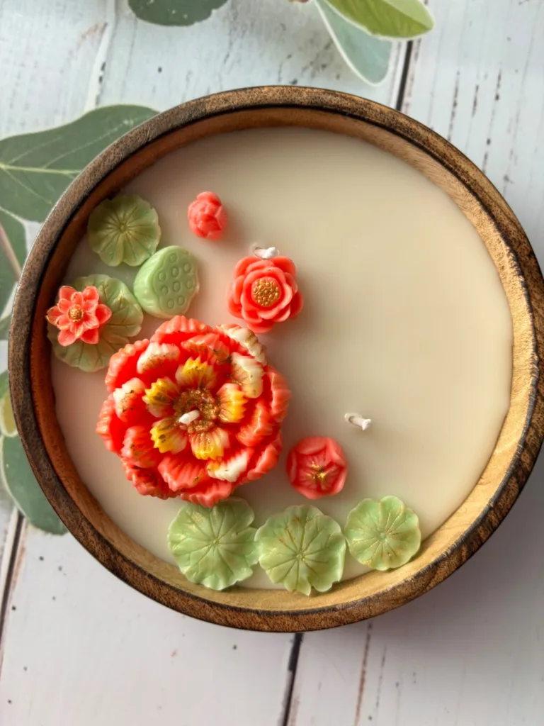 Lotus Wooden Bowl Candle