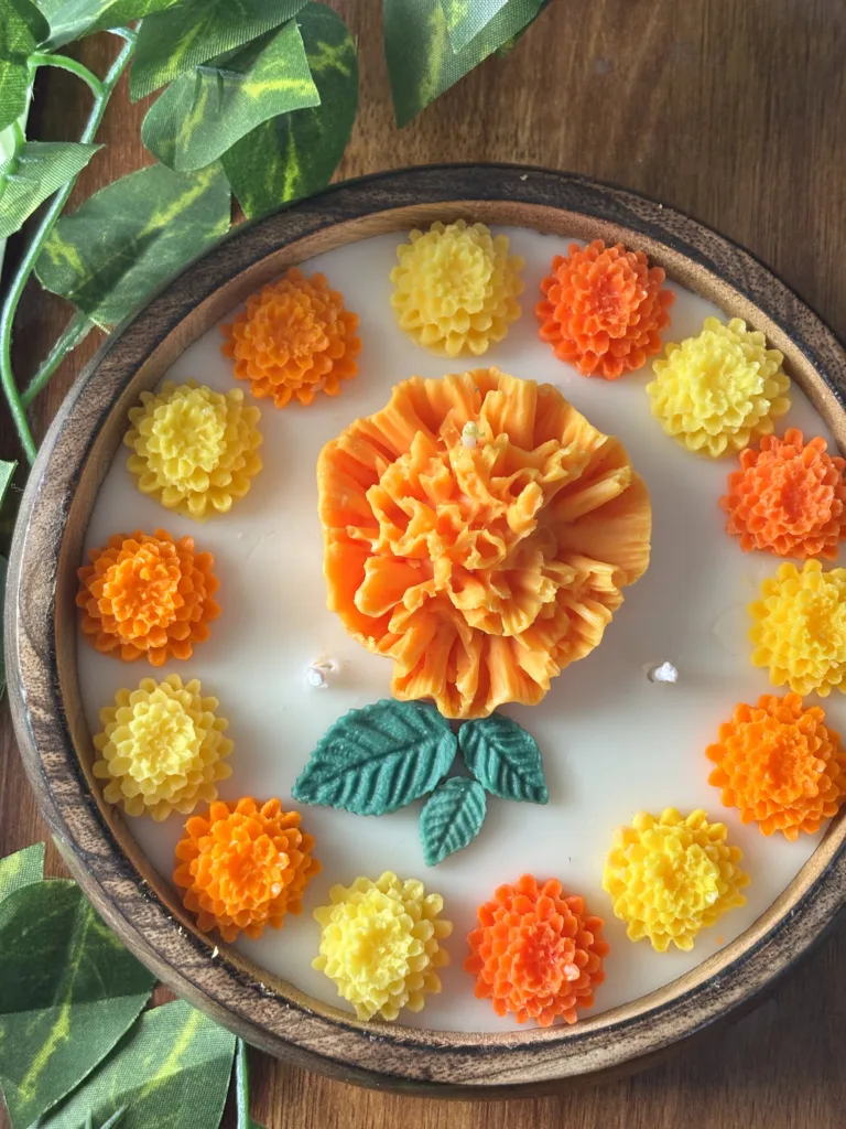 Marigold Wooden Bowl Candle